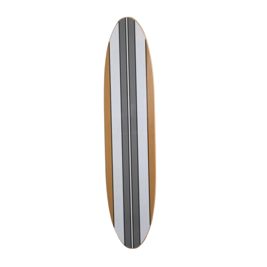 Wood Striped Surfboard Decor
