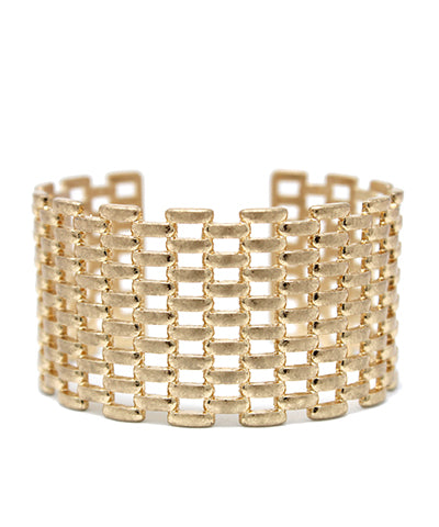 Gold Linked Wide Metal Cuff