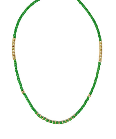 Seed Bead Choker Green/Gold