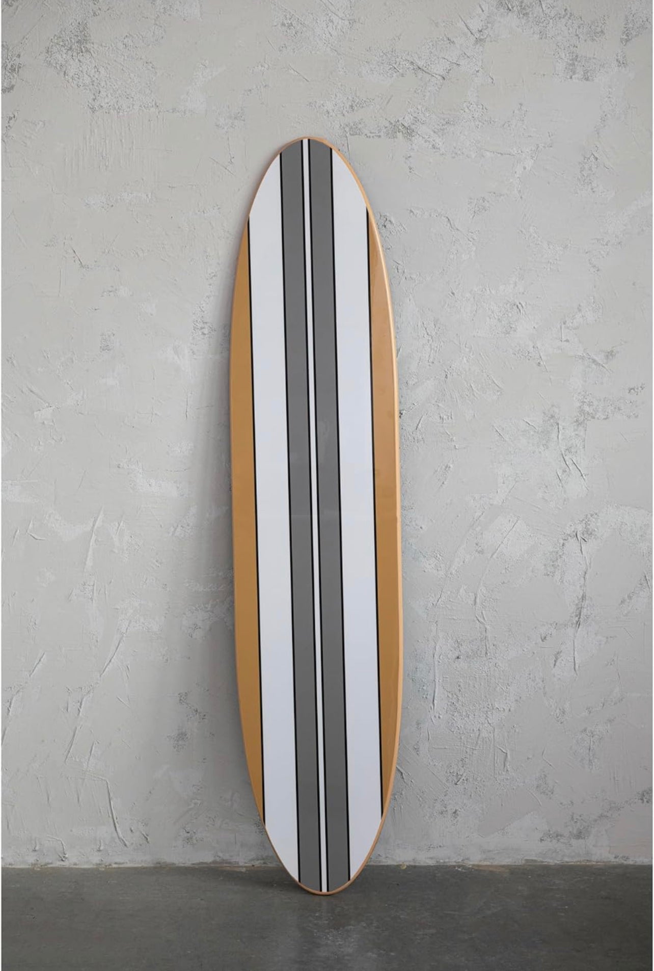 Wood Striped Surfboard Decor