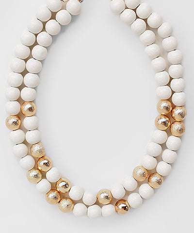 Wood Ball Layered Choker Necklace