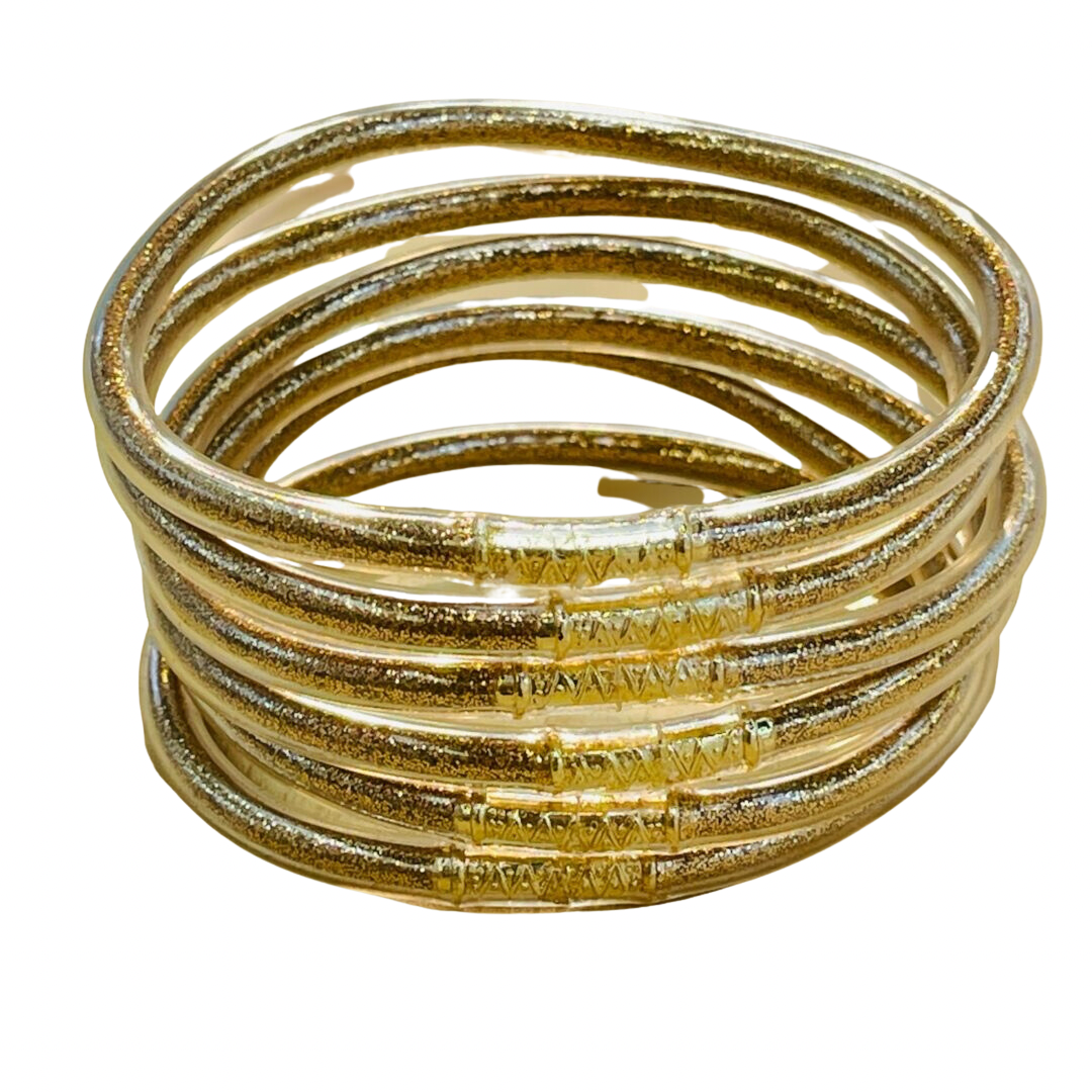 Glitter Jelly Bracelet Gold Stack of 5