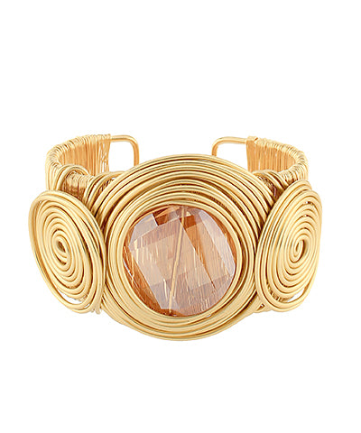 Glass & Spiral Metal Cuff