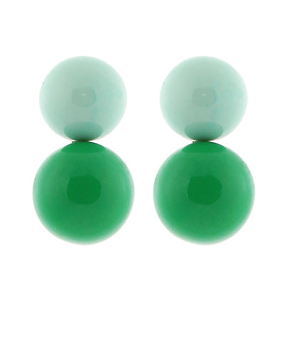 Double Color Ball Earrings Green/Blue