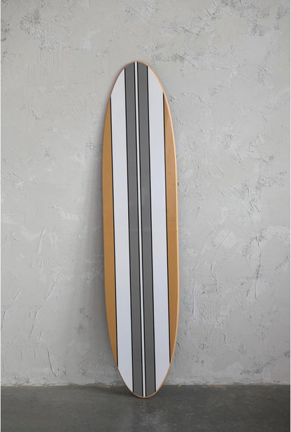 Wood Striped Surfboard Decor
