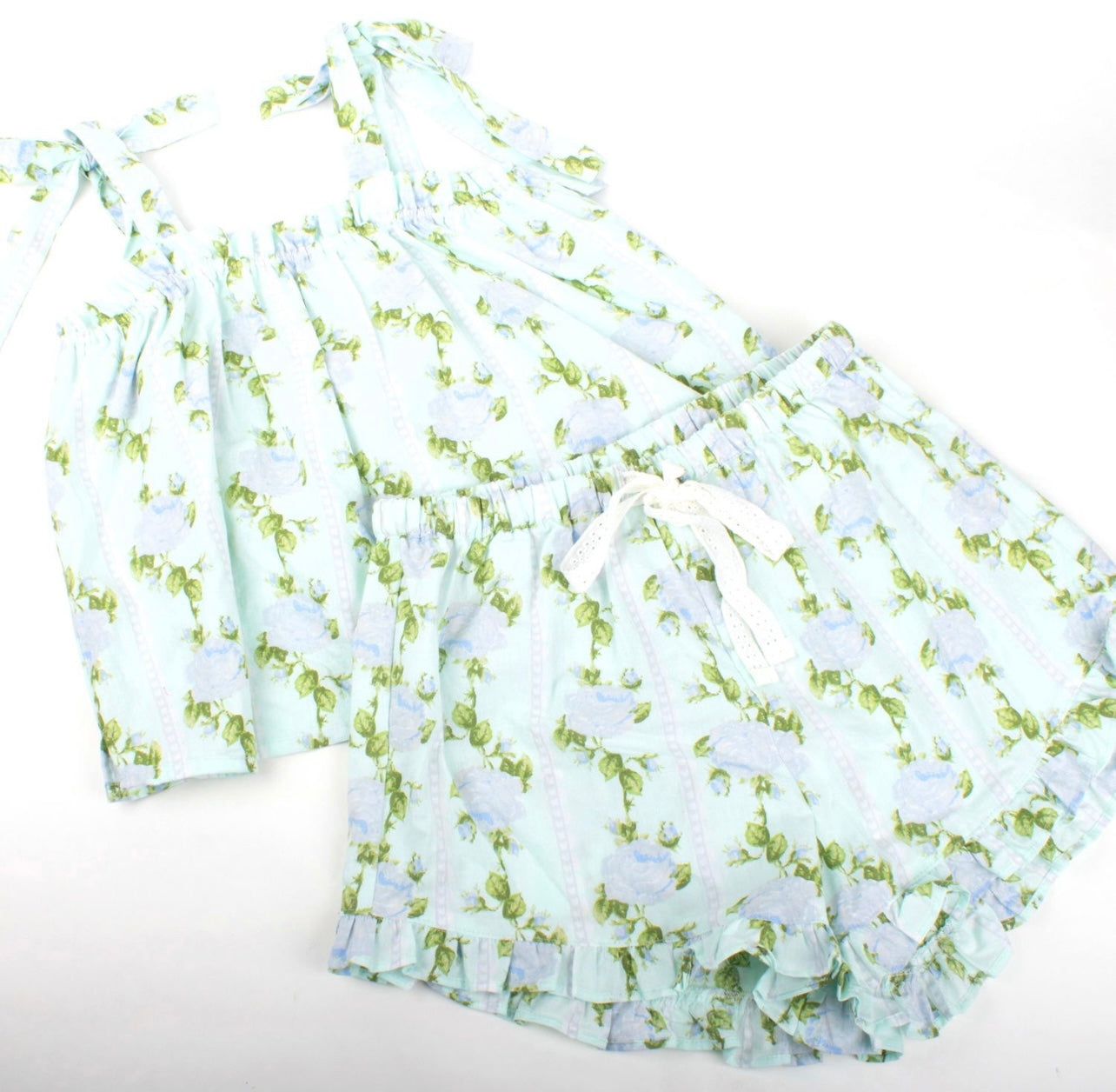 Sleeveless Tie Top Woven Shorty Pajama Set